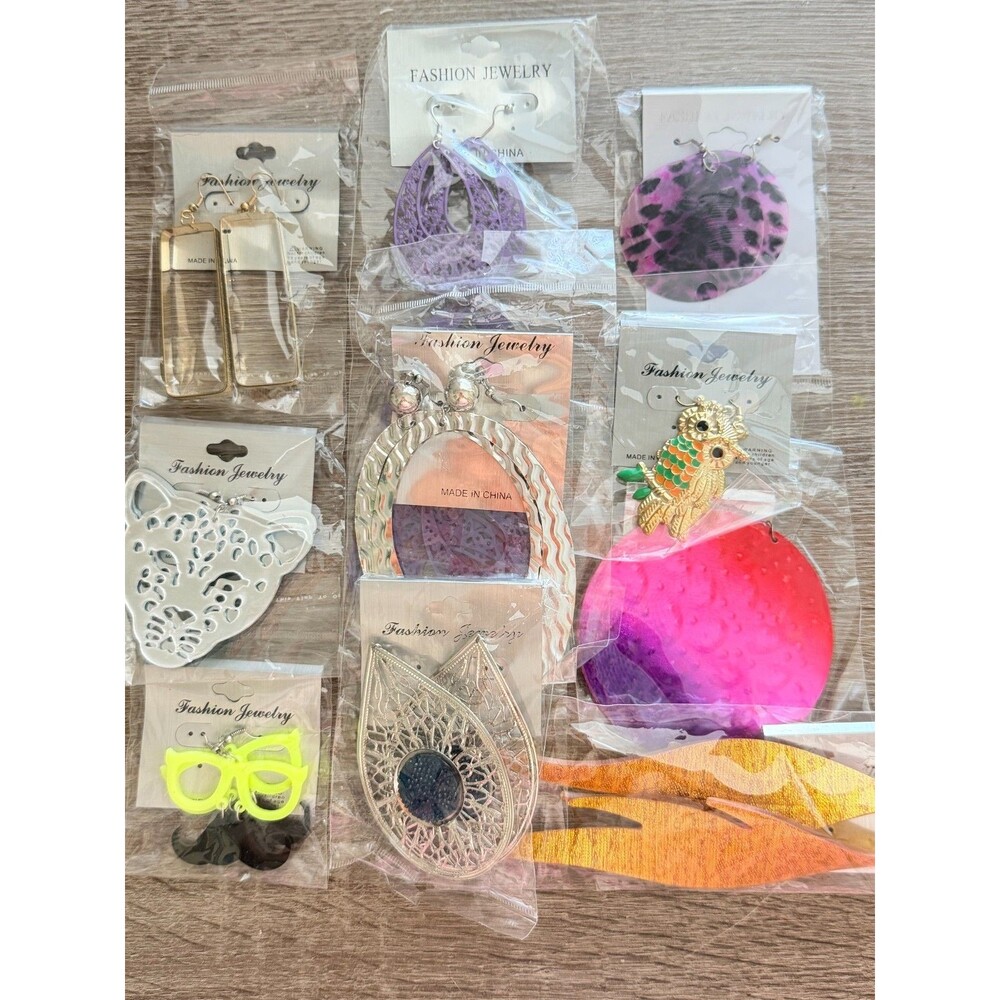 Lot of 10 Pairs NEW NWT Statement Earrings Geometric Animal Print Drop Dangle D